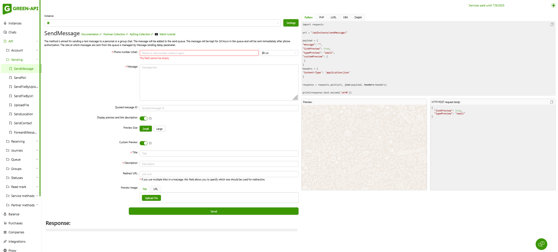 Web interface