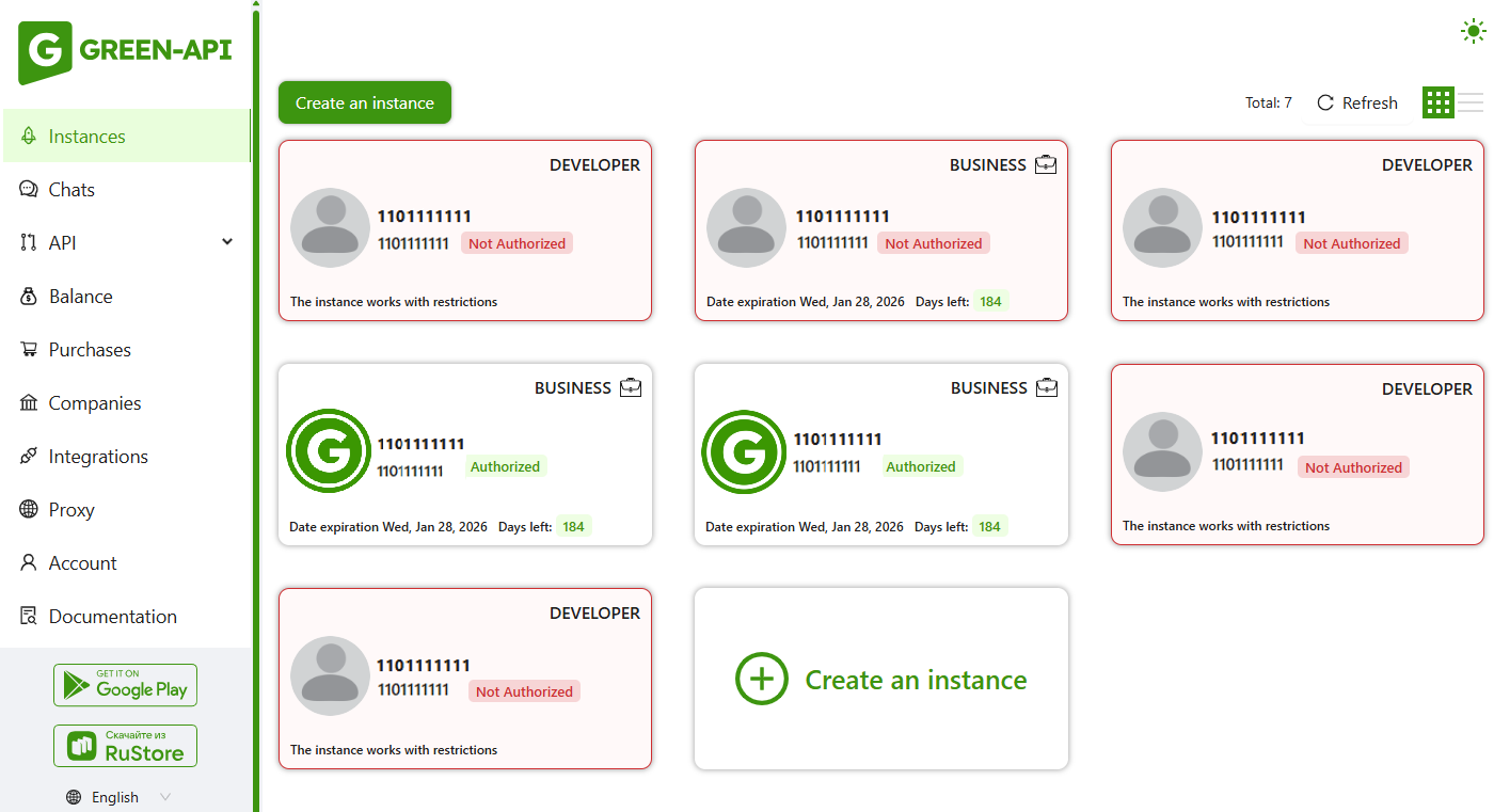Pay for instance from balance